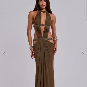 JADED LONDON - 6AM Cut Out Maxi Dress in Moss